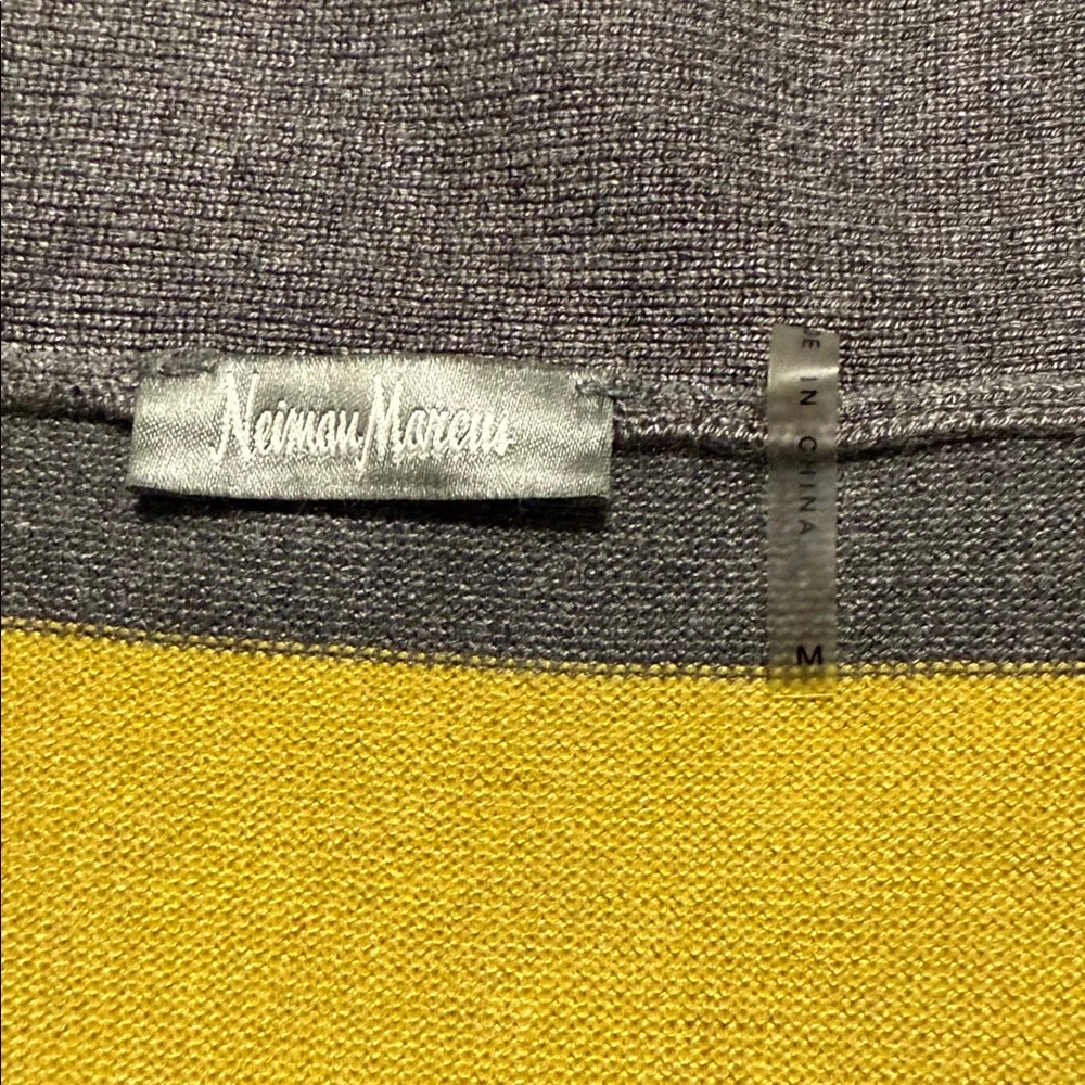 Neiman Marcus Yellow and Gray Rayon open front Cardigan Butter Soft EUC Medium
